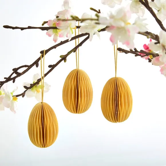 Set of 3 Egg Honeycomb Paper Hanging Decorations