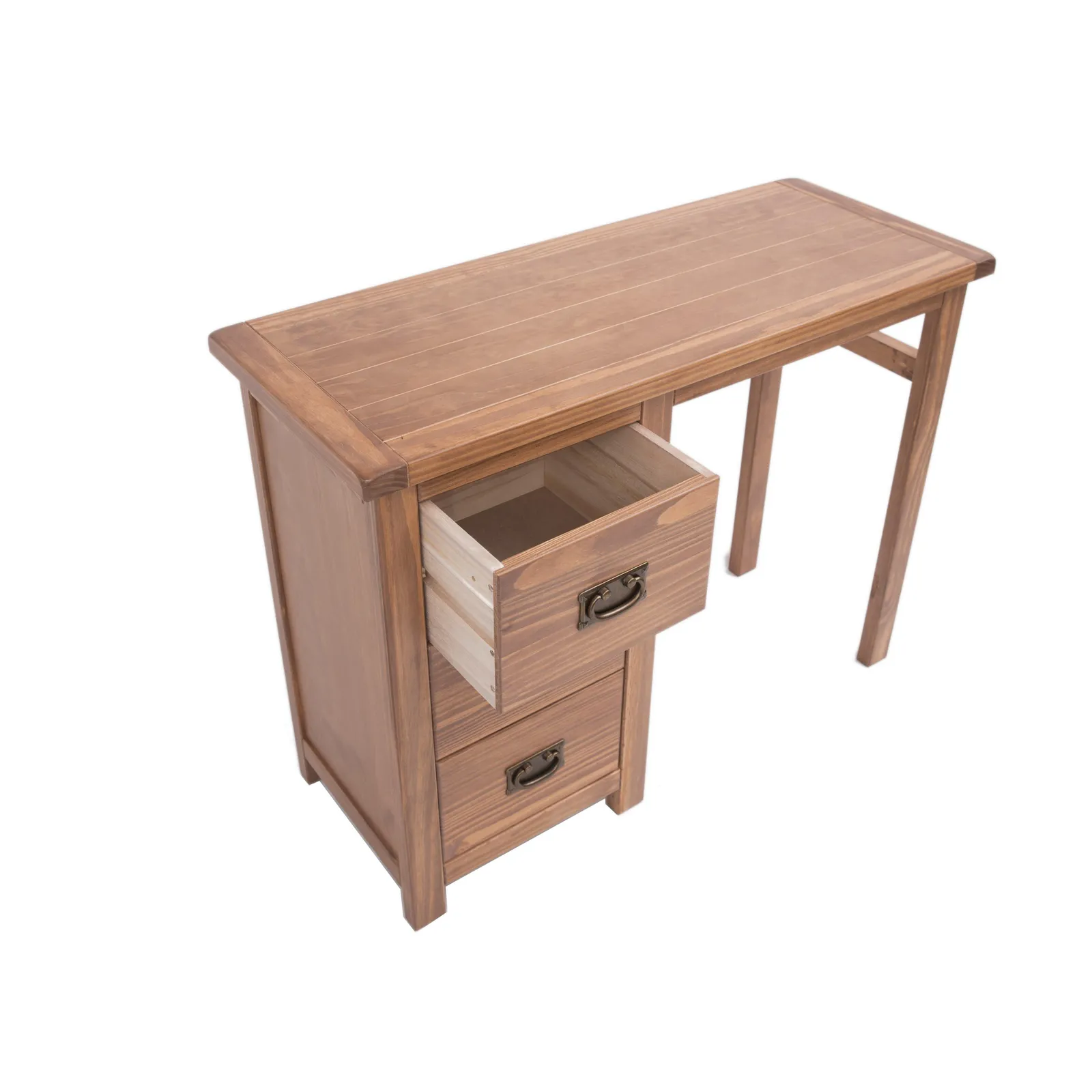 Cabinet Bits Padua 3 Drawer Desk - Dressing Table Brass Drop Handle in Brown 4