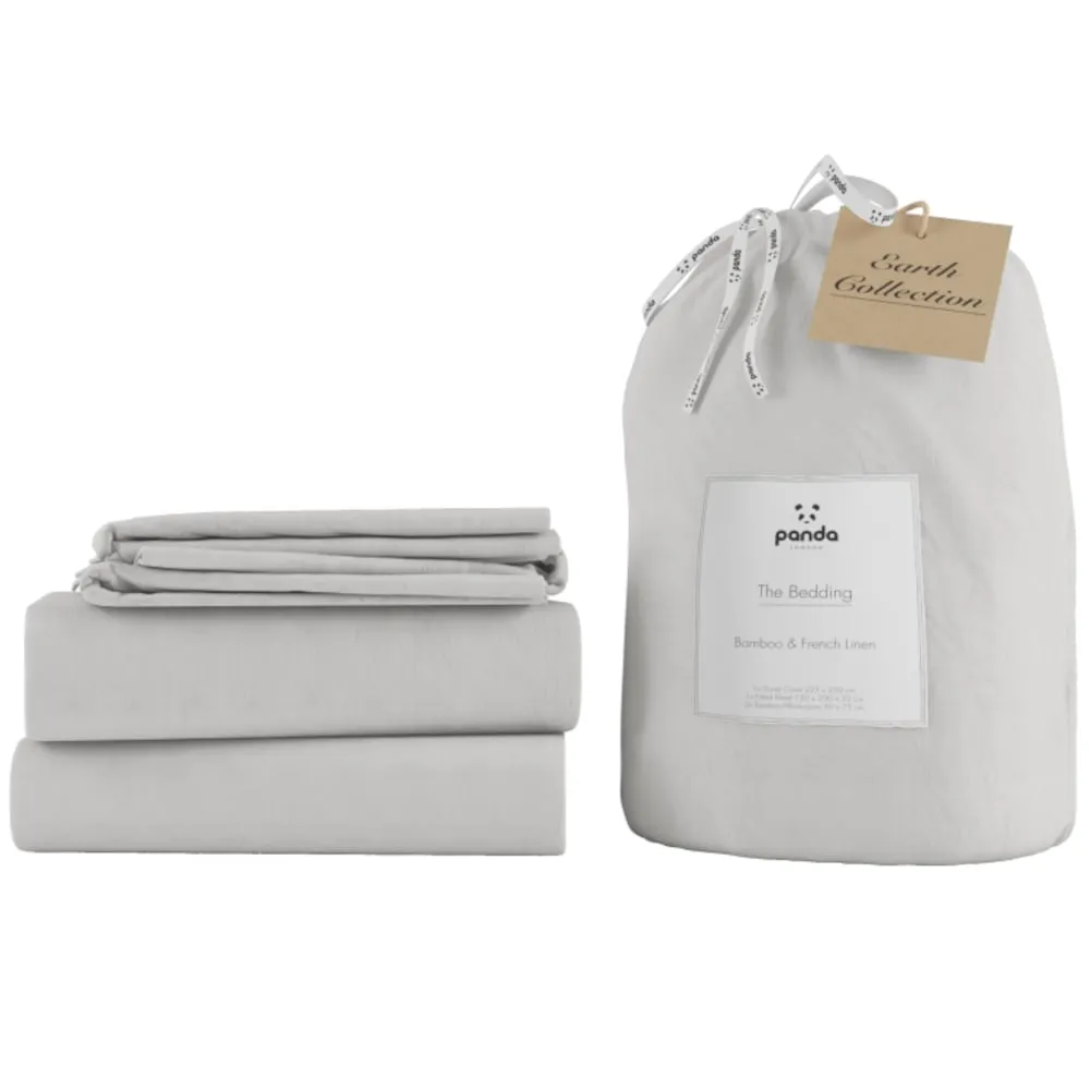 Panda Linen Bedding Set - Silver Lining Grey - 3ft Single 1