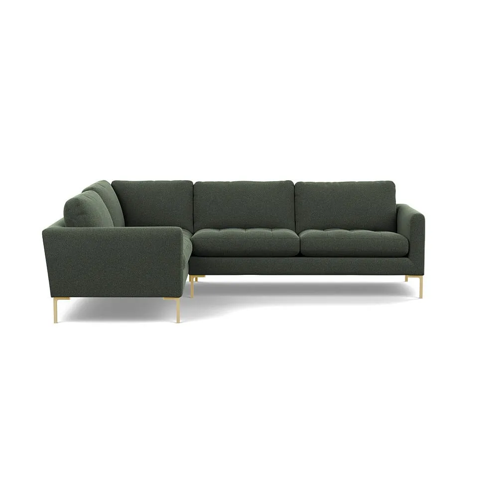 Heal's Eton Left Hand Facing Corner Sofa Textured Boucle Fern Brass Feet 1