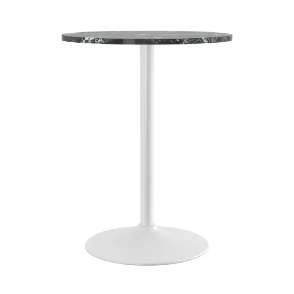 netfurniture Richmond White Bar Table 96cm Black Marble 3