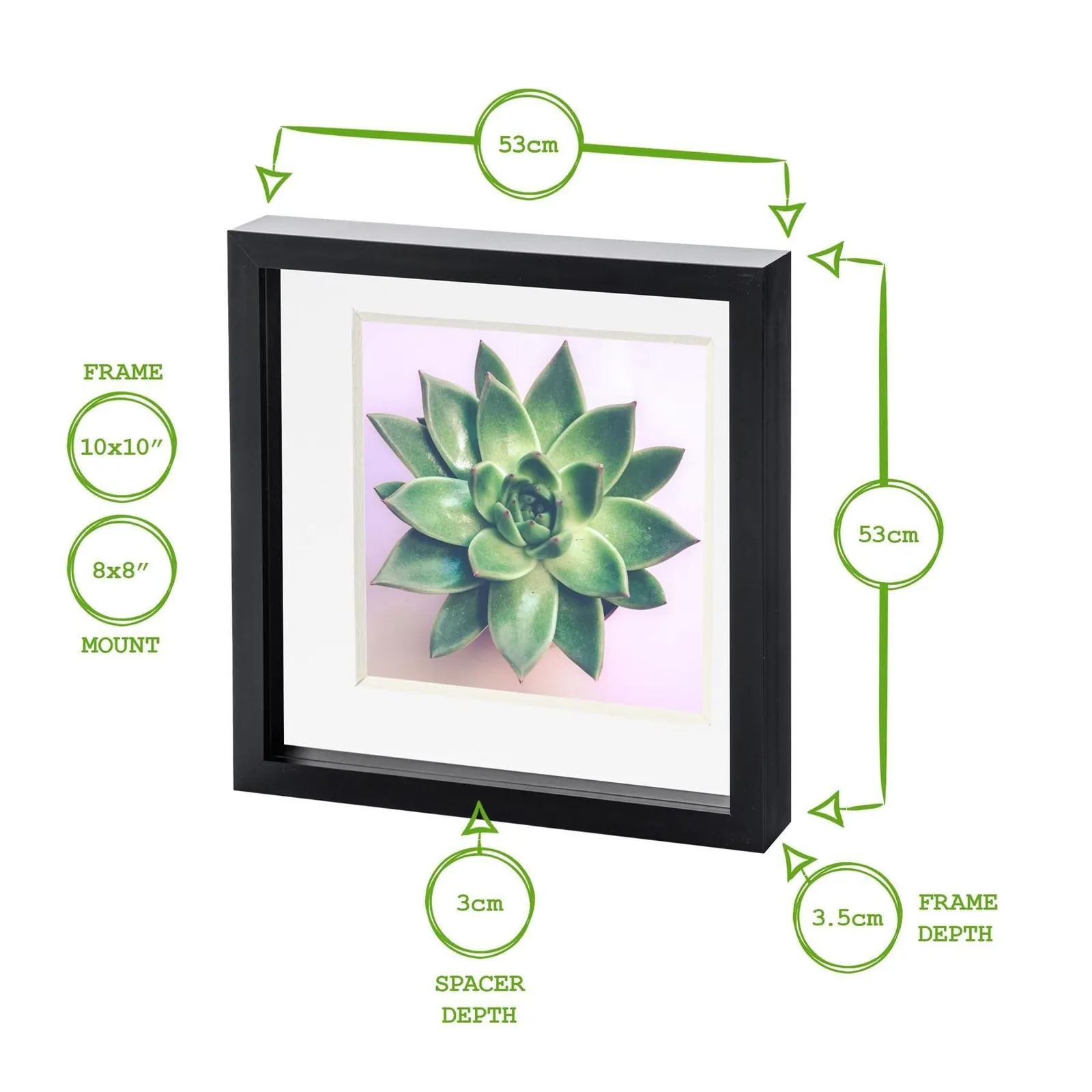 Nicola Spring 3D Box Photo Frame - 10 x 10" with 8 x 8" Mount - Ivory Mount in Grey 4