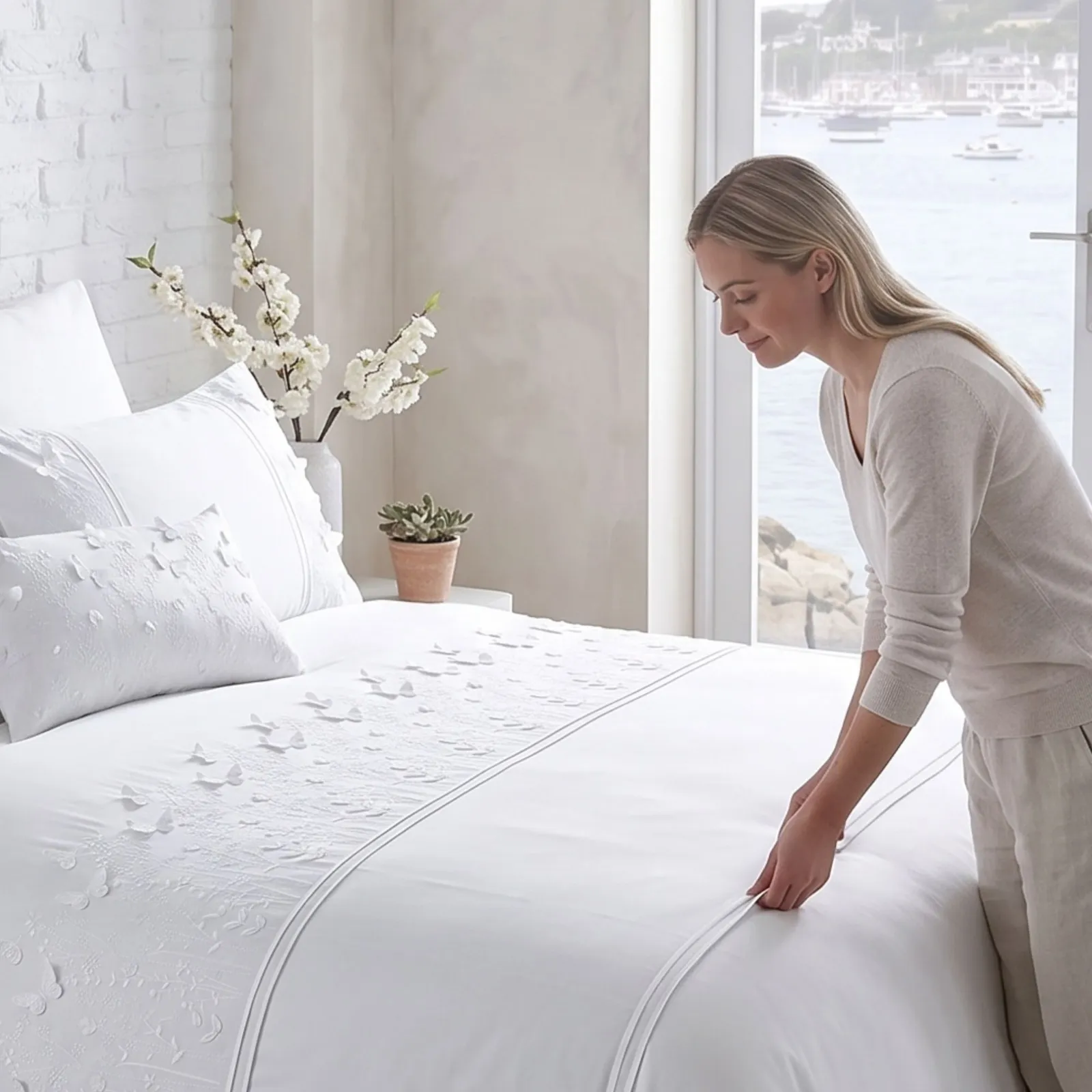 Rapport Home Papillon Polycotton Duvet Cover Set with Pillowcase in White 5