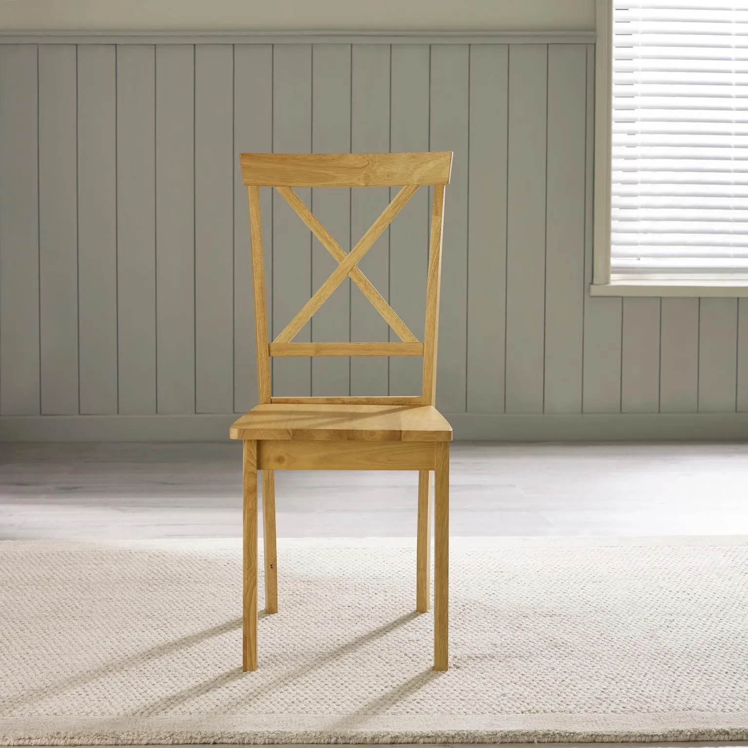 FurnitureboxUK Millford x2 Solid Wood Crossback Dining Chairs in Light Oak 4