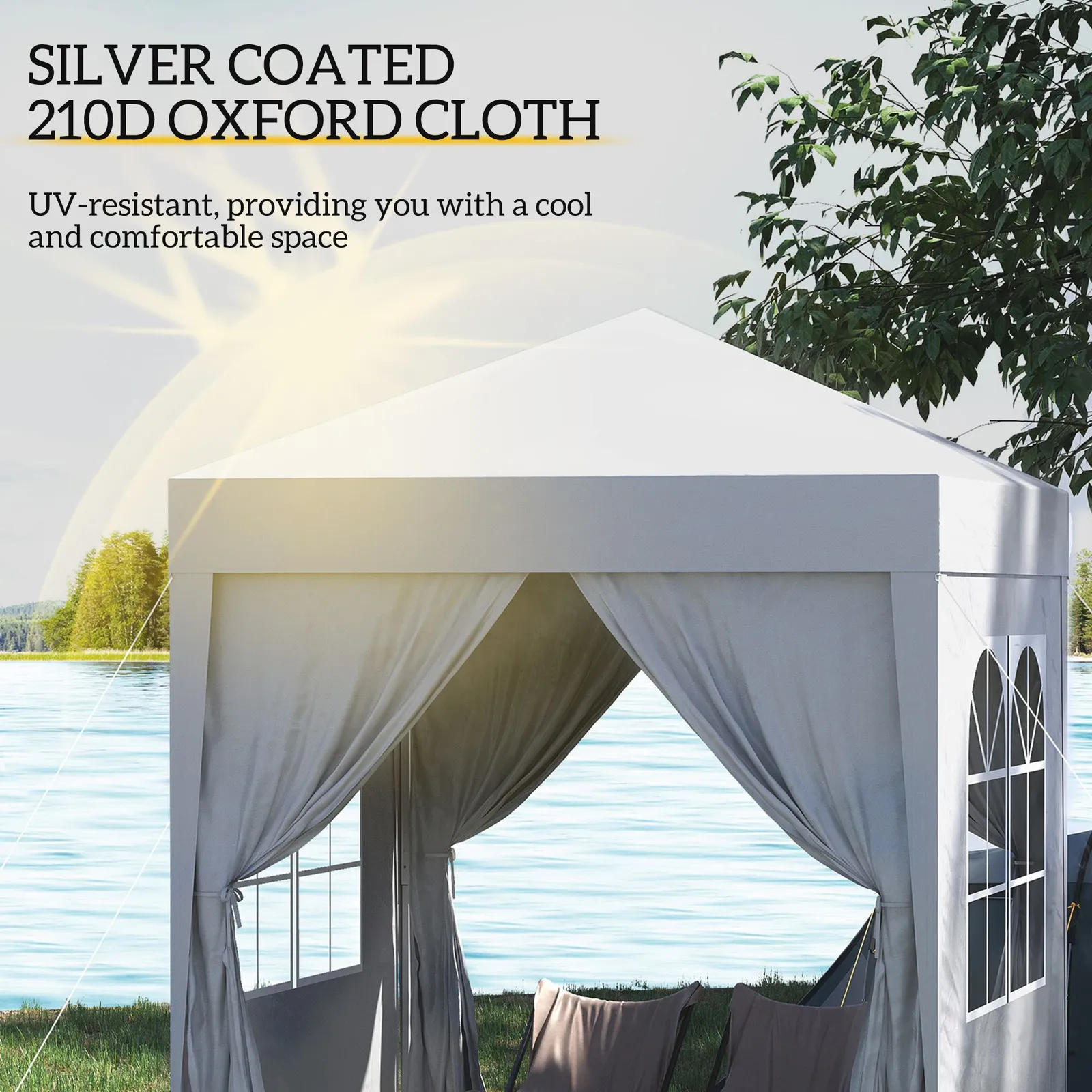 OUTSUNNY 2mx2m Pop Up Gazebo Party Tent Canopy Marquee with Storage Bag in White 6