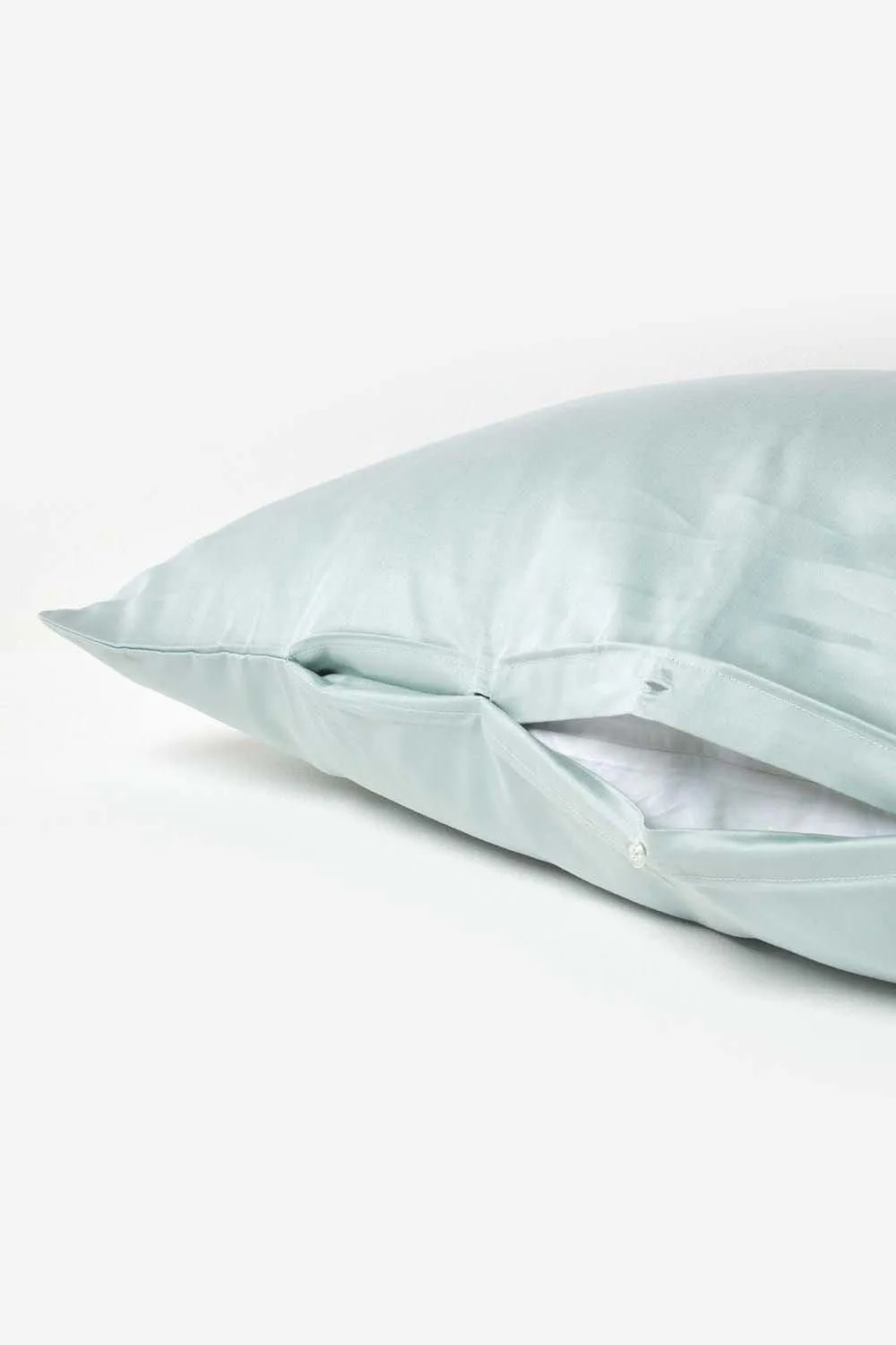Homescapes V Shaped Pillowcase Sateen Cotton 400 Thread Count in Duck Egg Blue 3