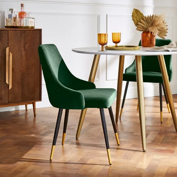 Ariana Set of 4 Bottle Green Dining Chairs Velvet