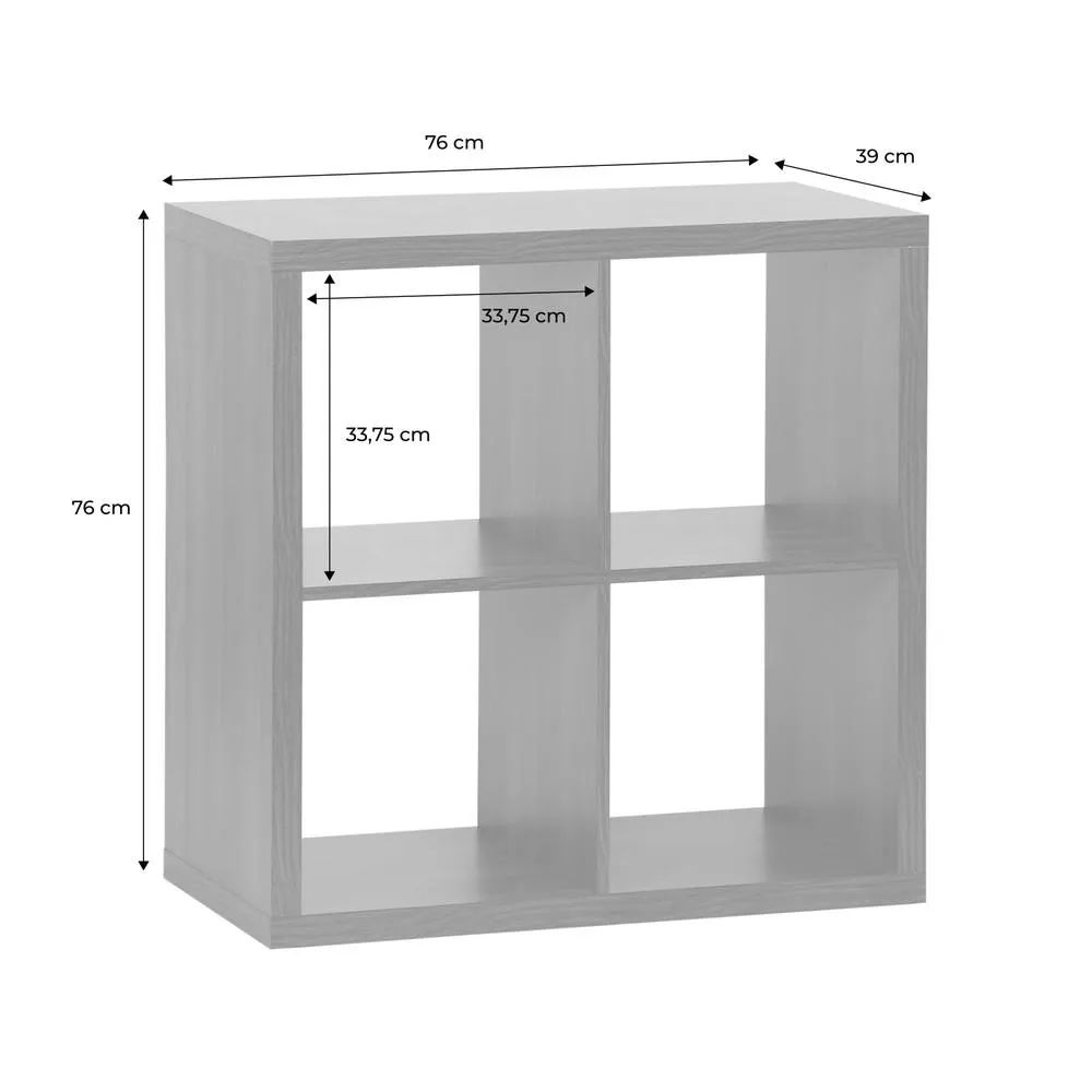 sweeek 2-level Cubic Bookshelf With 4 Compartments in Walnut 5