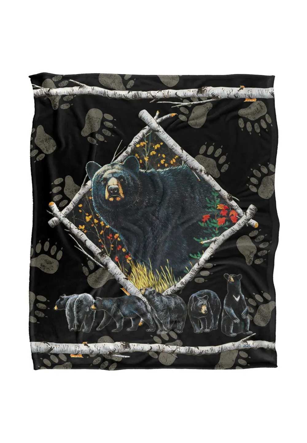 JQ Licensing Bs-Jp Black Bears Silky Touch Super Soft Throw Blanket 152 X 127 cm in White