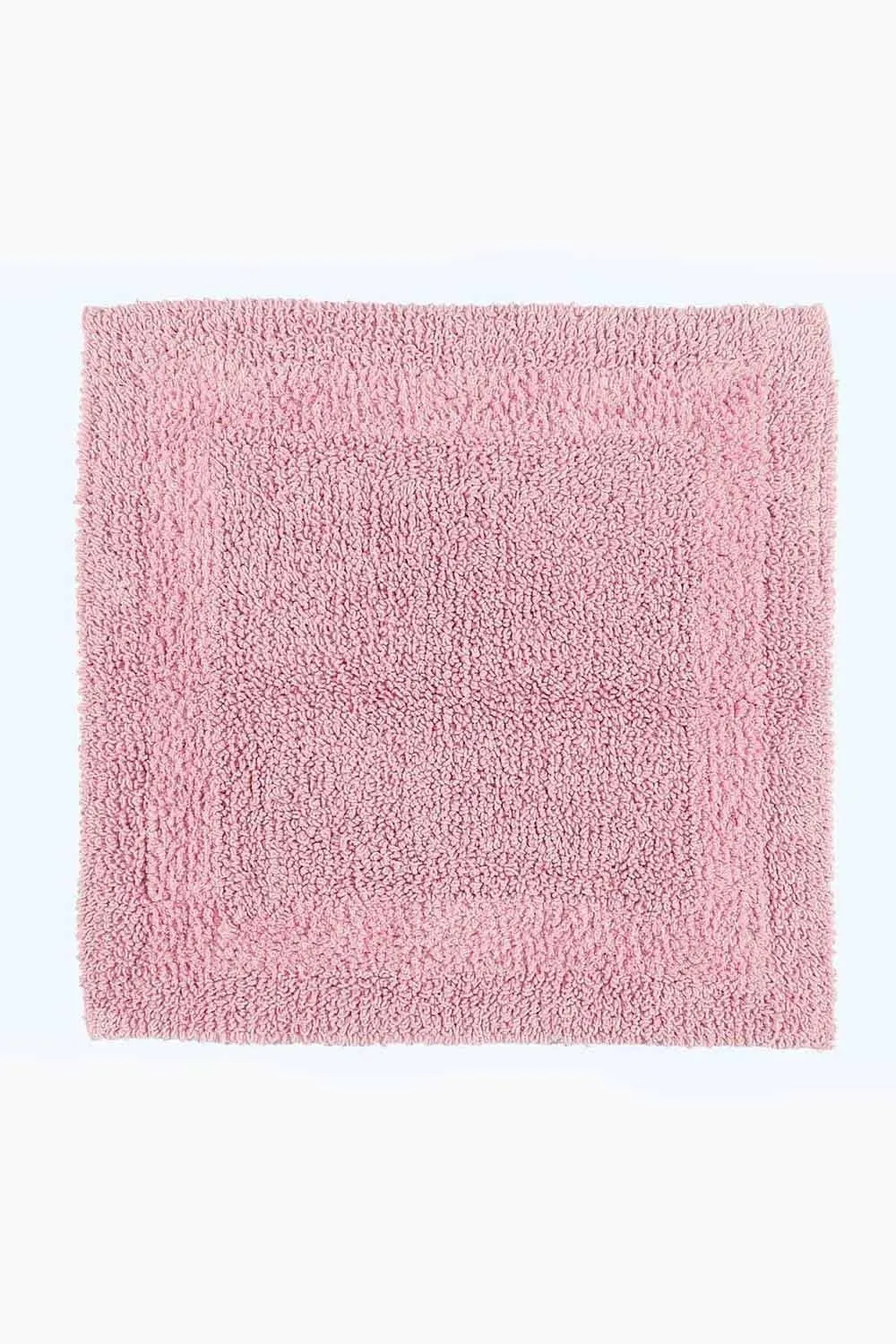 Homescapes Luxury Square Bath Mat 1600GSM 100% Cotton Reversible Shower Mat, 50cm in Baby Pink 1