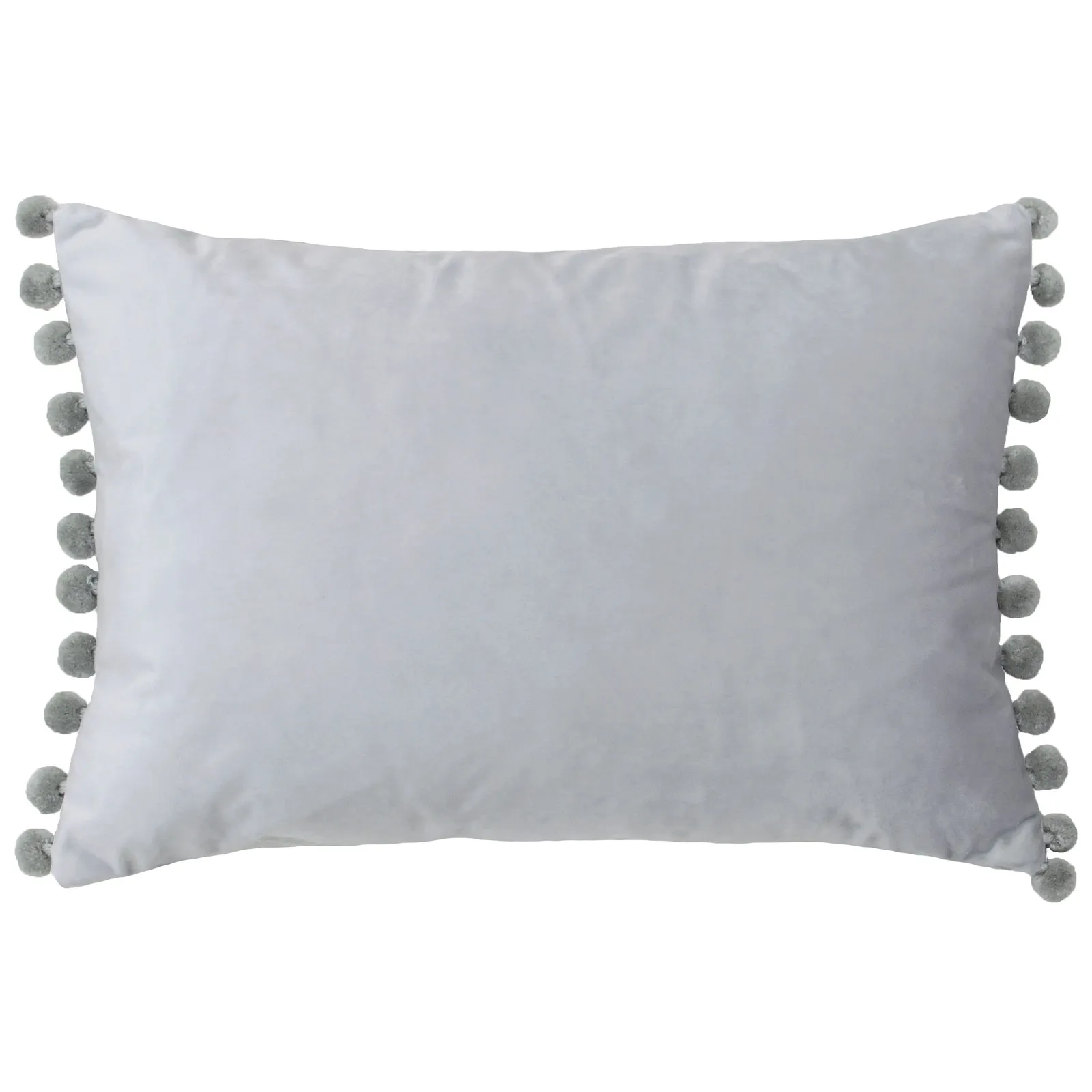 Paoletti Fiesta Soft Velvet Pom Pom Trimmed Cushion in Grey 2