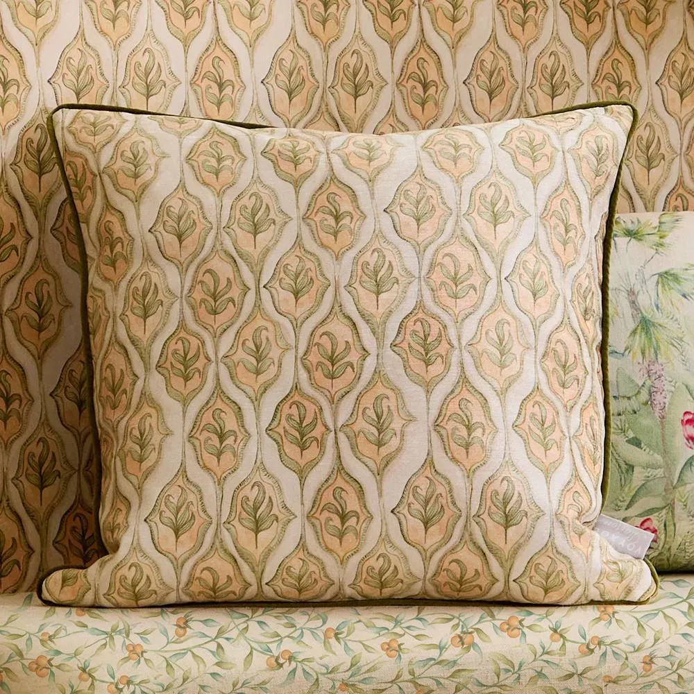 Voyage Maison Zephyr Printed Velvet Cushion in Beige