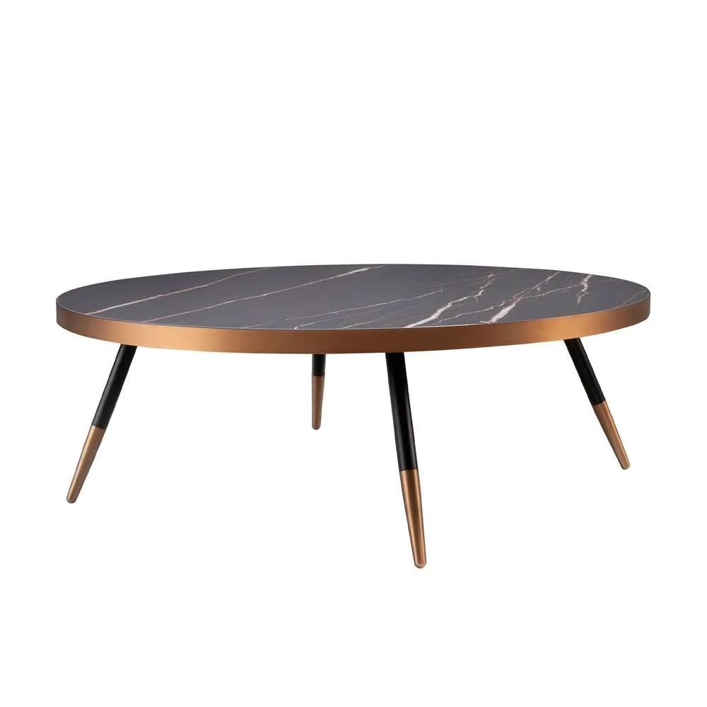 Angel Cerda Round Coffee Table 90x30 cm Black Porcelain Marble 2