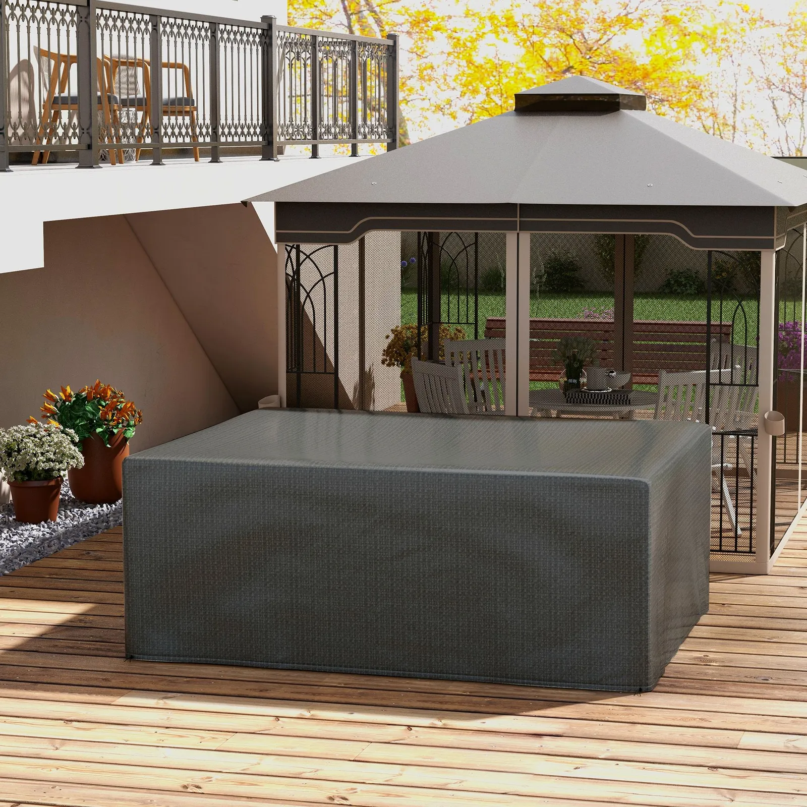 OUTSUNNY 235x190x90cm Large Patio Set Outdoor Garden Furniture Cover in Grey 1