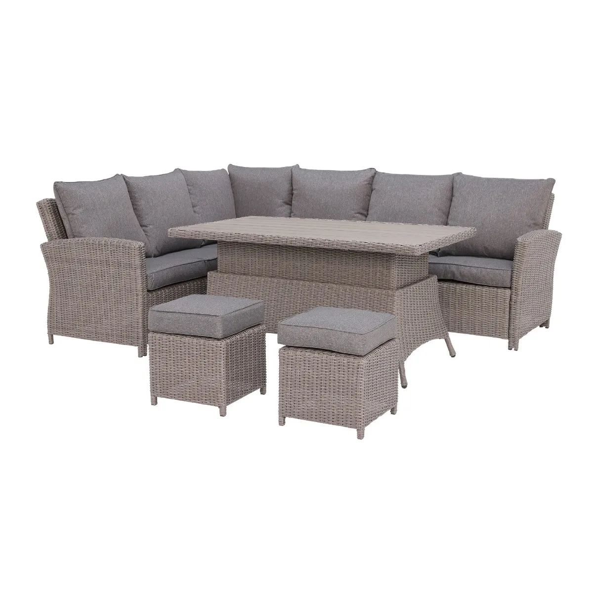 Murcia Left Hand Facing Garden Corner Dining Set in Stone Grey Weave a