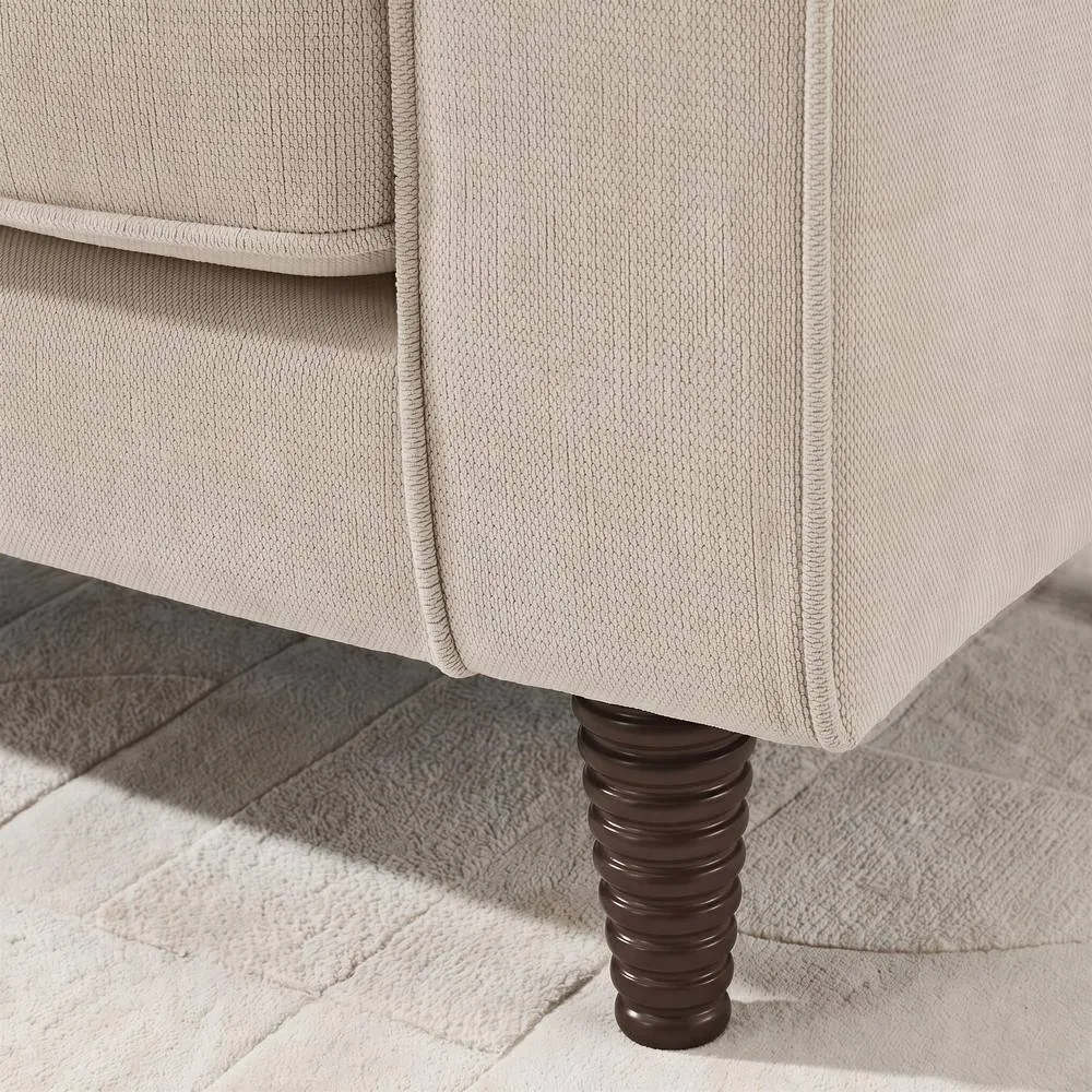 FurnitureboxUK Jasper Linen-Look Fabric 3 Seater Sofa in Beige 6