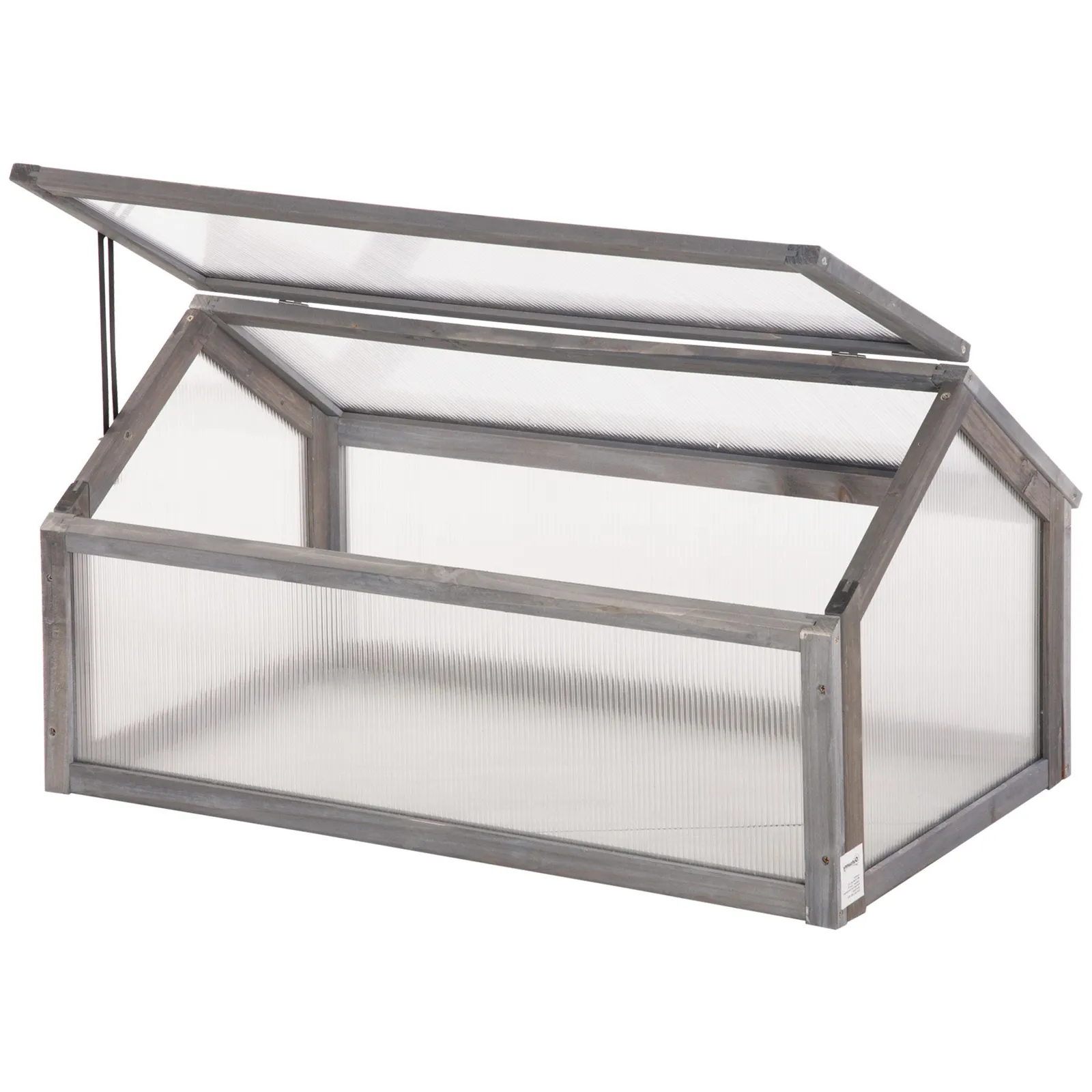 OUTSUNNY Wooden Cold Frame Greenhouse Garden Polycarbonate Grow House in Grey 2