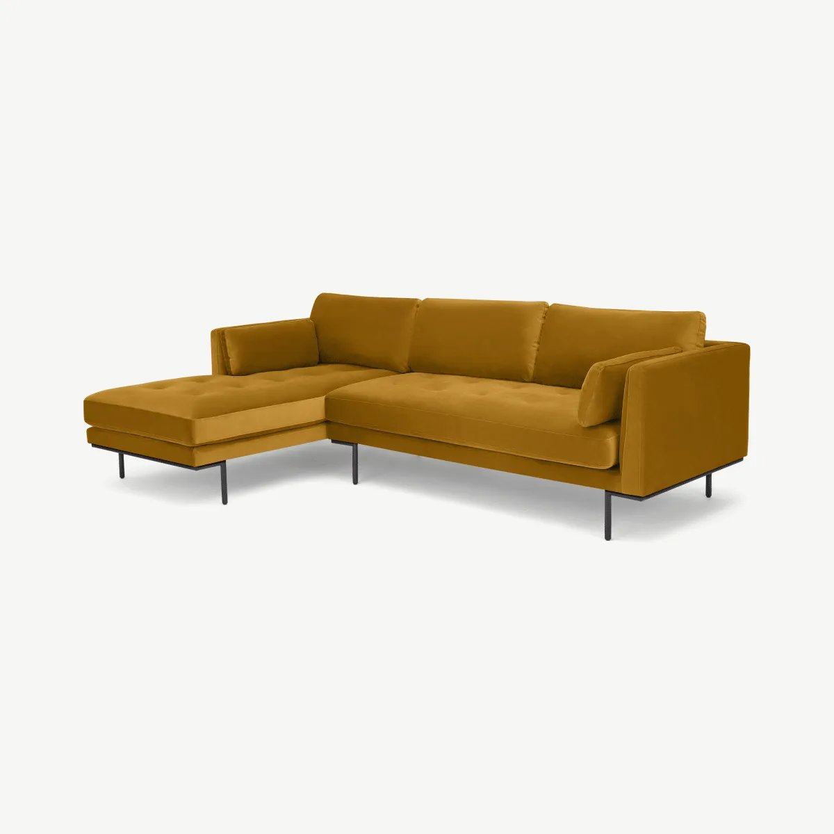 Harlow Left Hand Facing Chaise End Sofa, Vintage Mustard Velvet