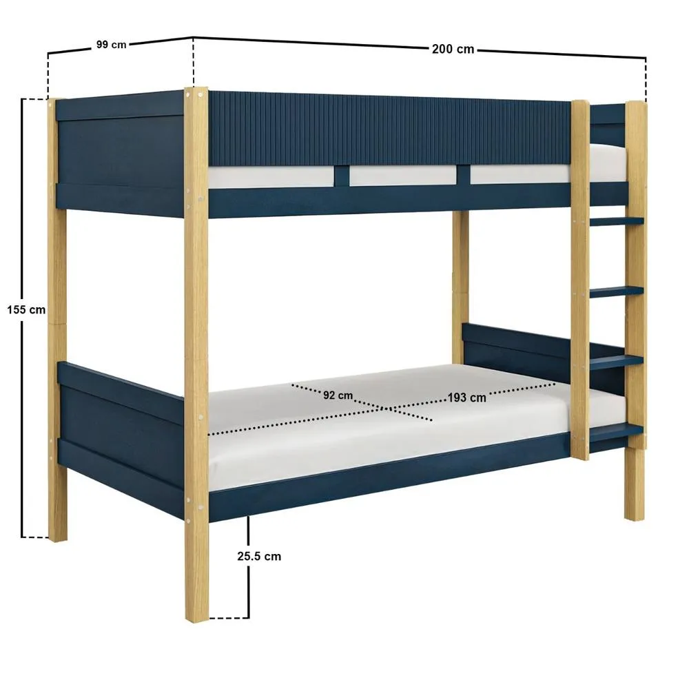 Flair Mateo Detachable Ribbed Bunk Bed in Navy 6