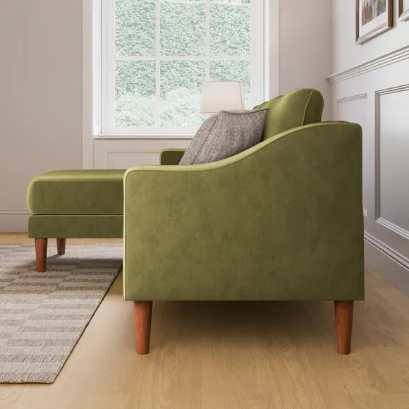 Hugo Velvet 3 Seater Corner Chaise Sofa 2