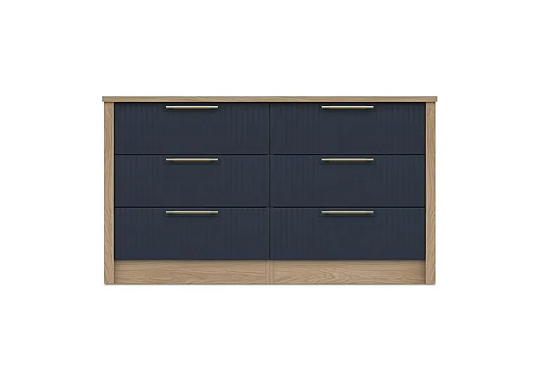 Chelsea 6 Drawer Wide Chest with Gold Handles - Royal Blue