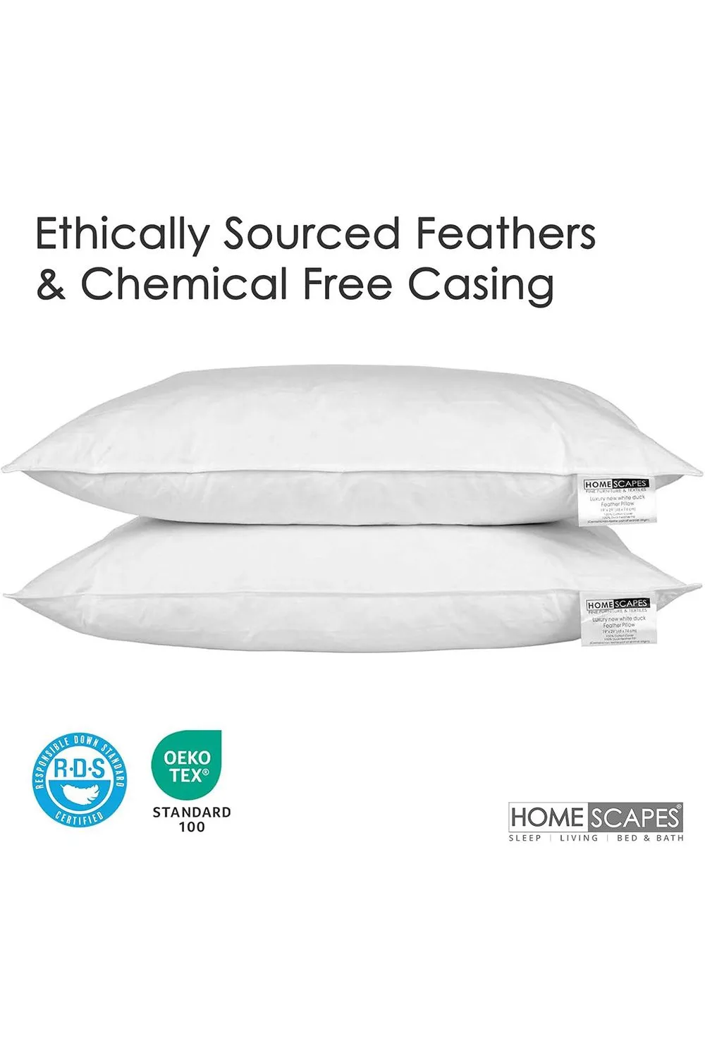 Homescapes Duck Feather Pillow x 6 in White 2