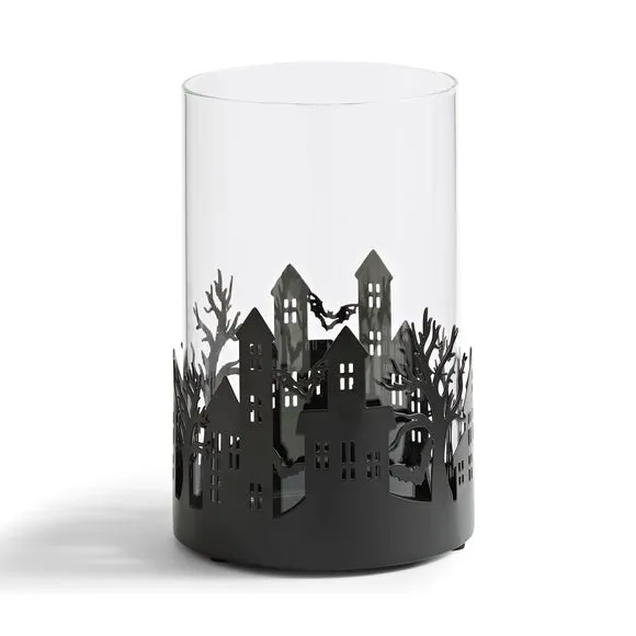 Metal Candle Holder with Glass Cloche
