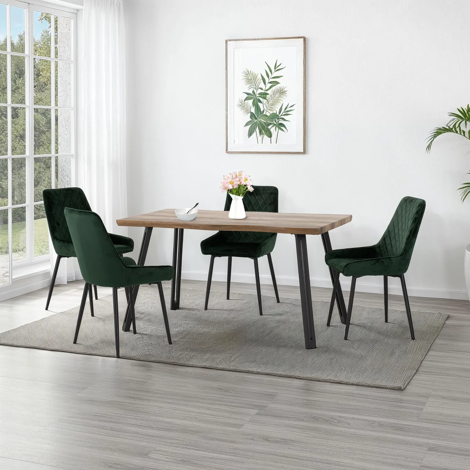 Seconique Quebec Wave Edge Dining Set with Avery Chairs in Green 1