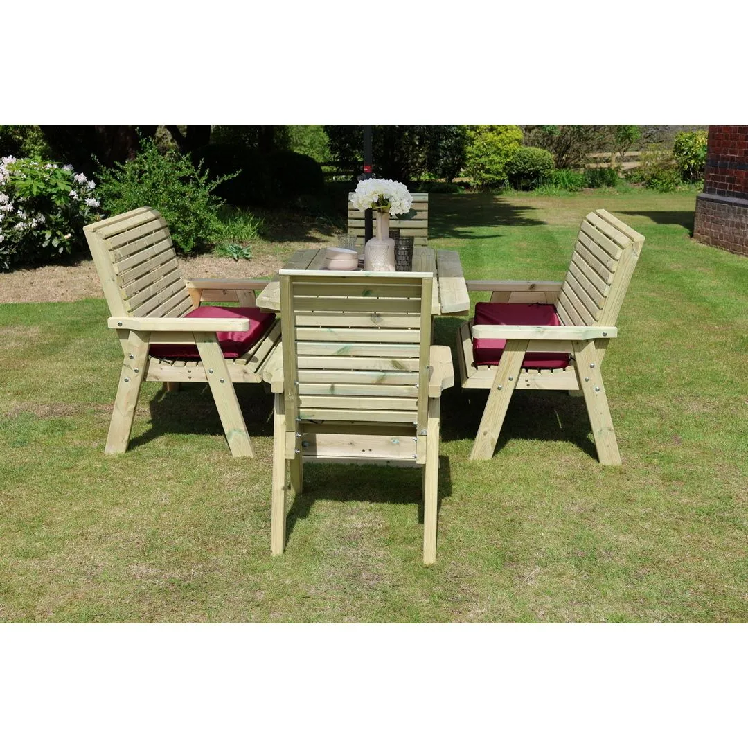 Churnet Valley Garden Furniture Ltd Ergo 2X2B 2XC Table Set - Min. Assembly Required - Set of Cushions Inc in Brown