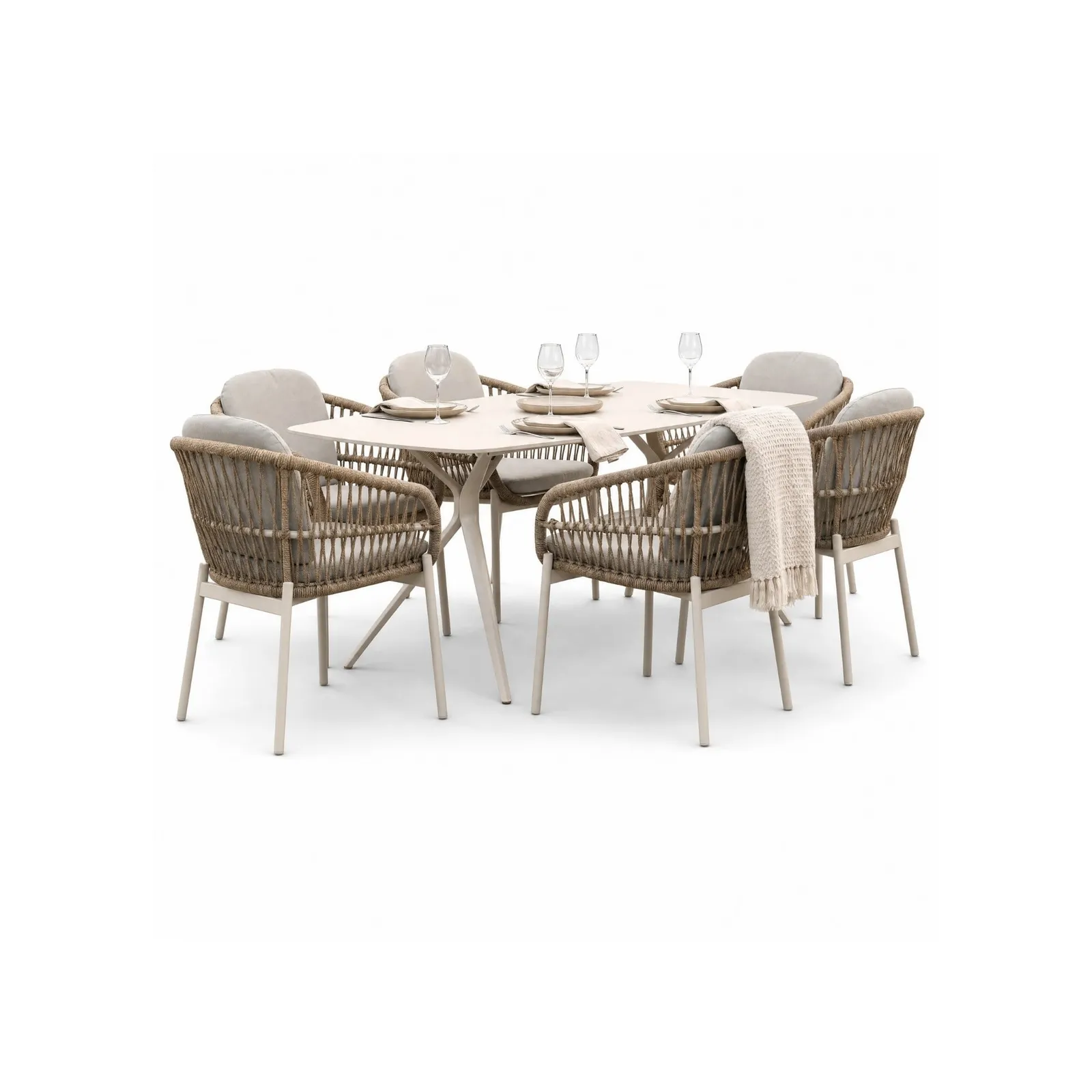 Boracay Dining Set - 1 Dining Table + 6 Chairs, White | Barker & Stonehouse 2