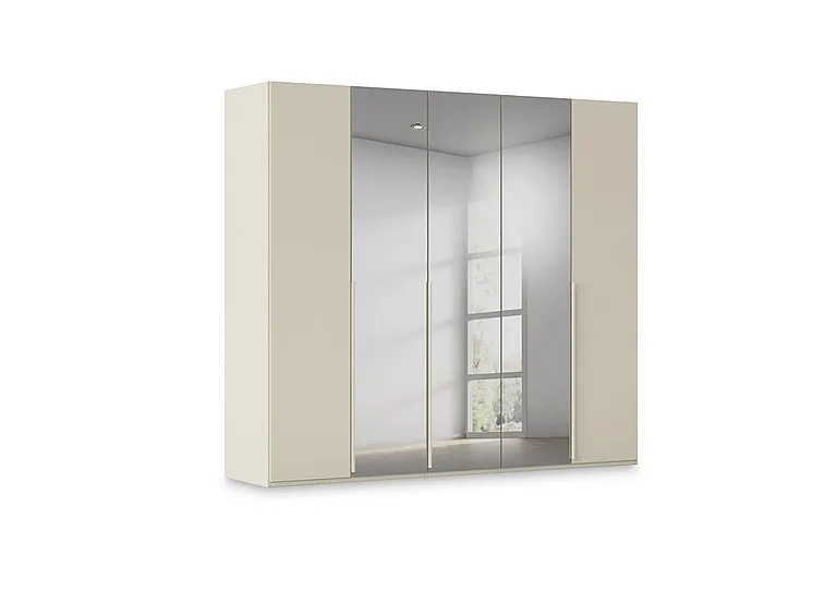 Haven 251cm 5 Door Hinged Wardrobe with 2 Décor Doors and 3 Mirror Doors