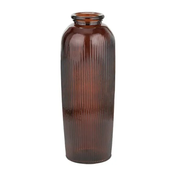 Tall Ribbed Recycled Glass Vase 2