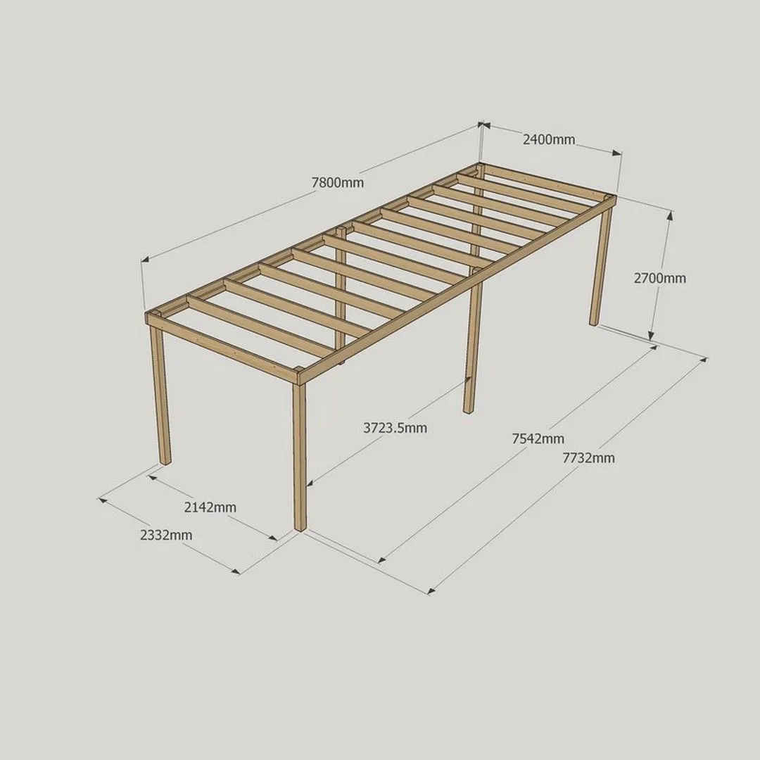 Rutland County Garden Furniture Ltd Garden Pergola 6 Posts - Wood - L240 x W780 x H270 cm - Rustic Brown 4