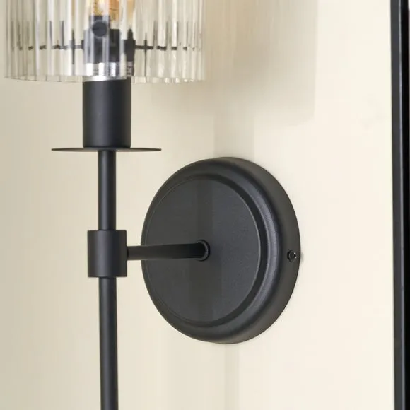 Pacific Lifestyle Clara Ribbed Glass Metal Cylinder Wall Light 5