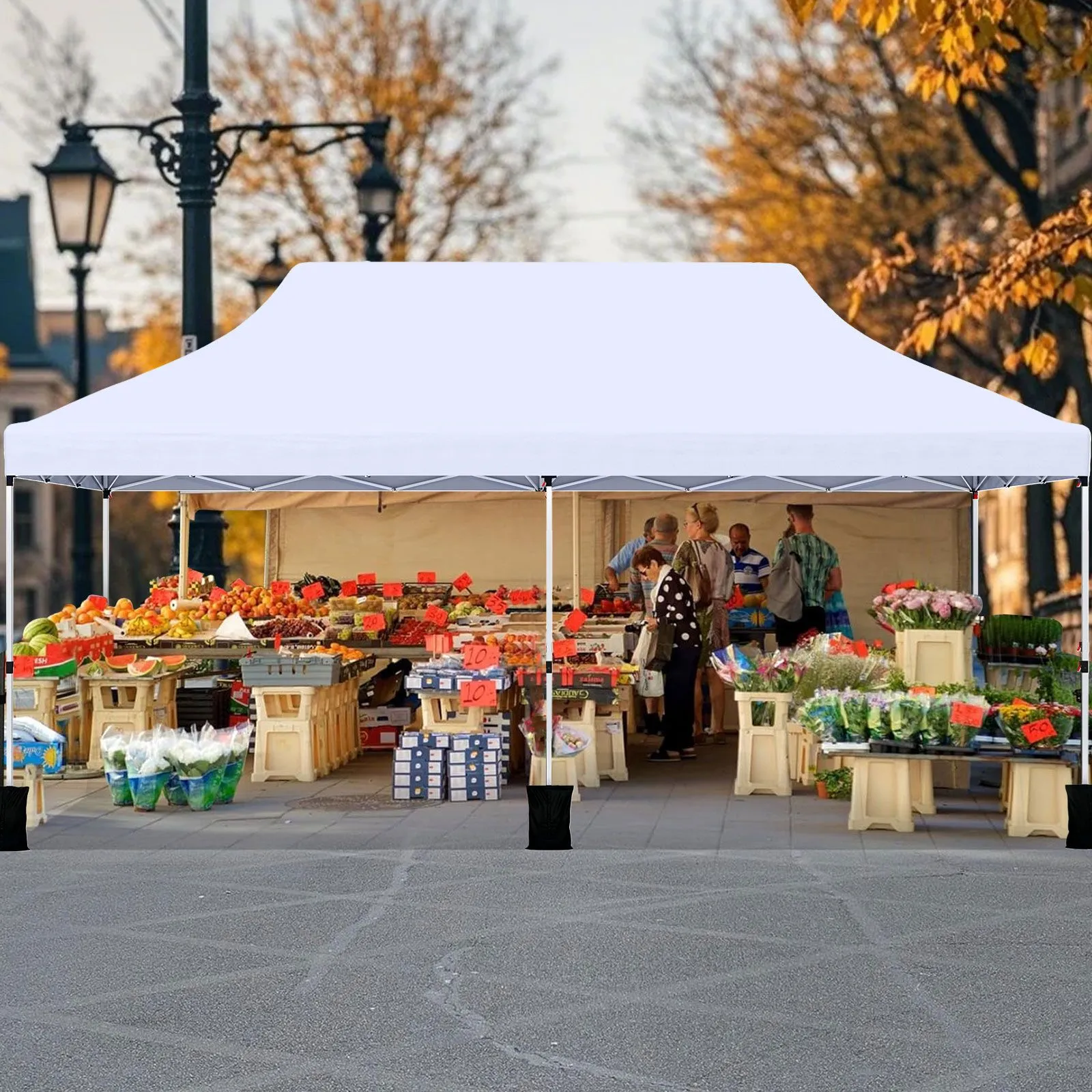Costway 3 x 6M Pop-up Canopy Tent Height Adjustable Gazebo w/ Carry Bag in White 4