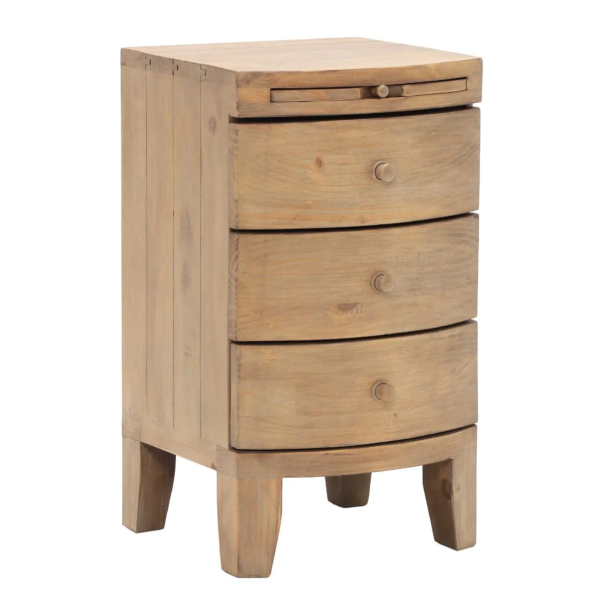 Lewes Reclaimed Wood 3 Drawer Bedside, Wheat