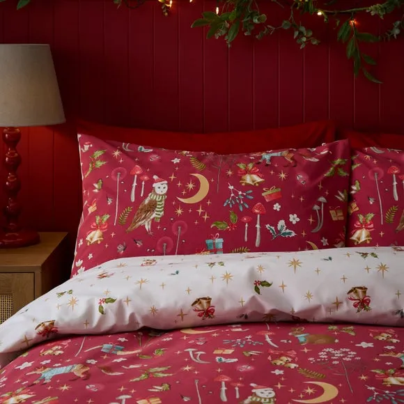 Catherine Lansfield Christmas Enchanted Twilight Polycotton Duvet Cover & Pillowcase Set 4