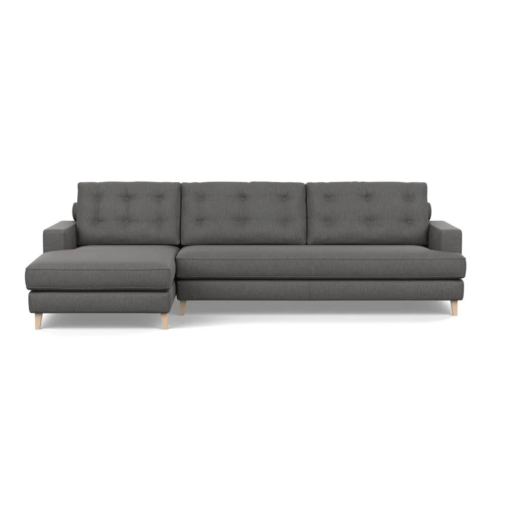 Heal's Mistral Left Hand Facing Corner Sofa Smart Linen Mix Grey Natural Feet