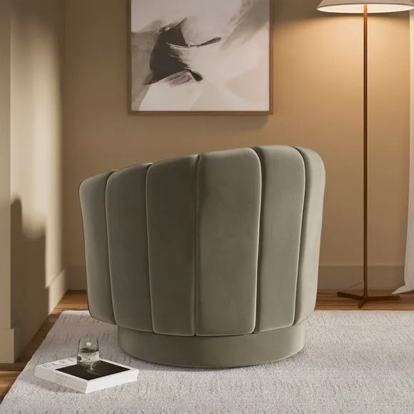 Carmen Quilted Velvet Swivel Chair 2