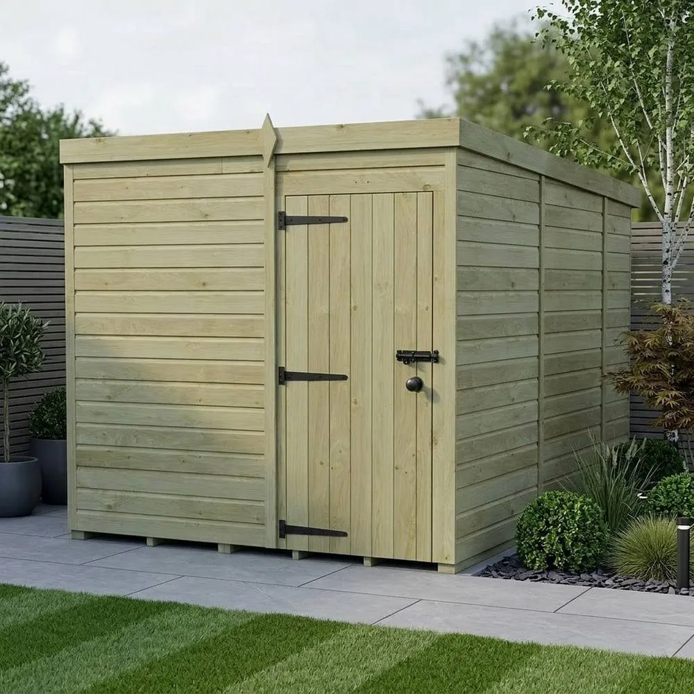 Buttercup Farm 7ft x 10ft Pent Garden Shed Single Door No Windows - Timber in Brown 2