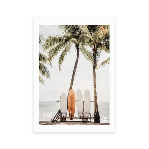 East End Prints Orange Surfboard Print by Sisi and Seb 2