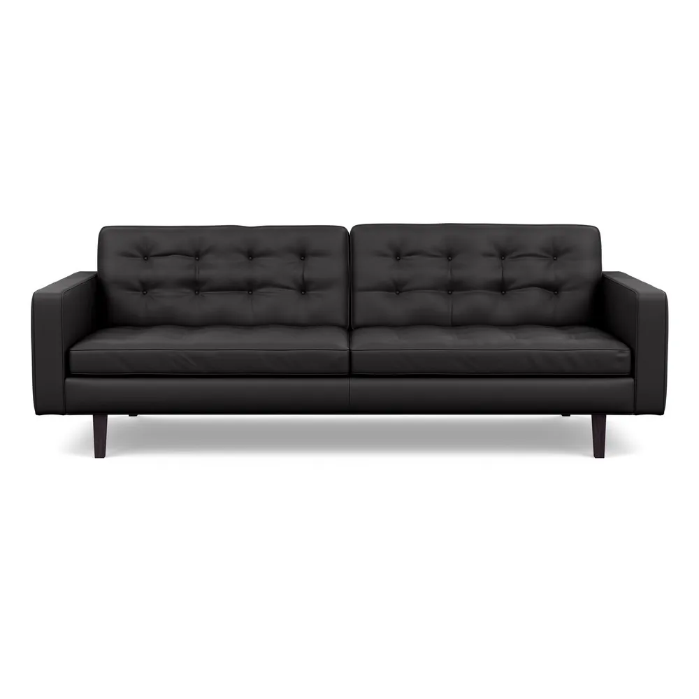 Heal's Hepburn 4 Seater Sofa Leather Grain Graphite 063 Wenge Feet