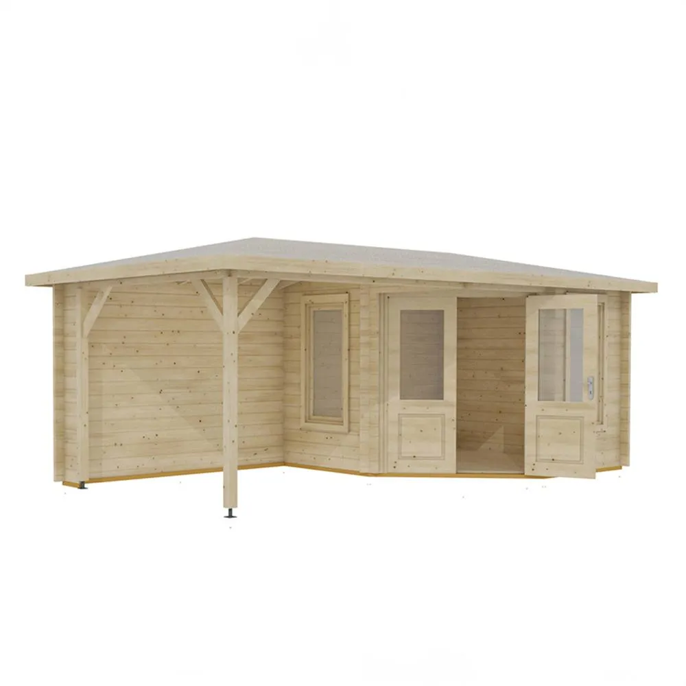 Shires Amarrillo 10 x 20 Feet 44 mm Corner Log Cabin - L280 x W576 x H247.6cm in Light Brown