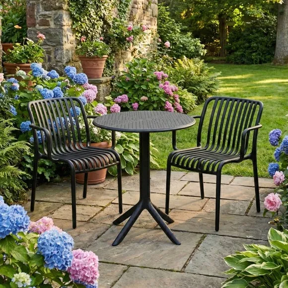 Bergen Round Bistro Table with 2 Alma Armchairs