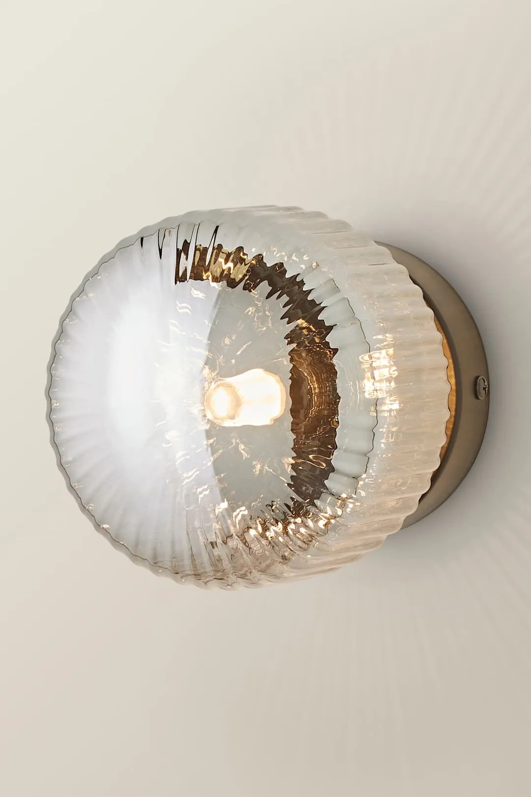 ValueLights Calpe Small Ribbed Glass Flush Ceiling Wall Light with LED Bulb in Black 3