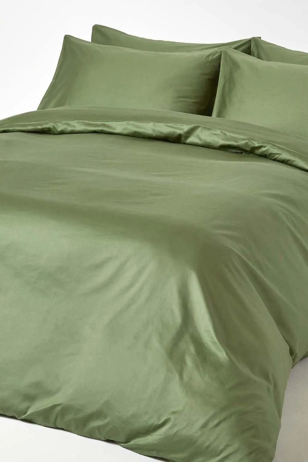 Homescapes Sateen Cotton Fitted Sheet 12 inch 400 Thread Count in Green 3