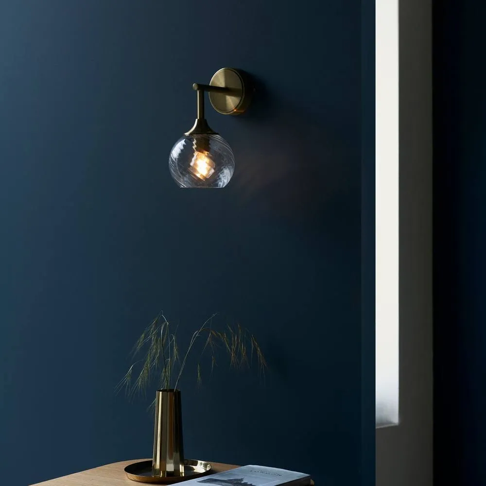 Netlighting Allegra Glass Shade Wall Lamp with Shade Antique Brass in Gold 3