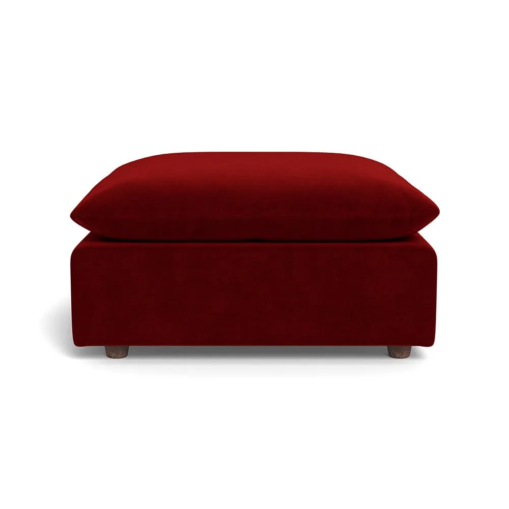 Heal's Astrid Ottoman Smart Luxe Velvet Mulberry Walnut Stained Beech Feet