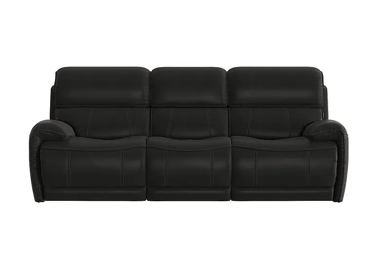Link 3 Seater Leather Power Recliner Sofa with Power Headrests - Classic Black