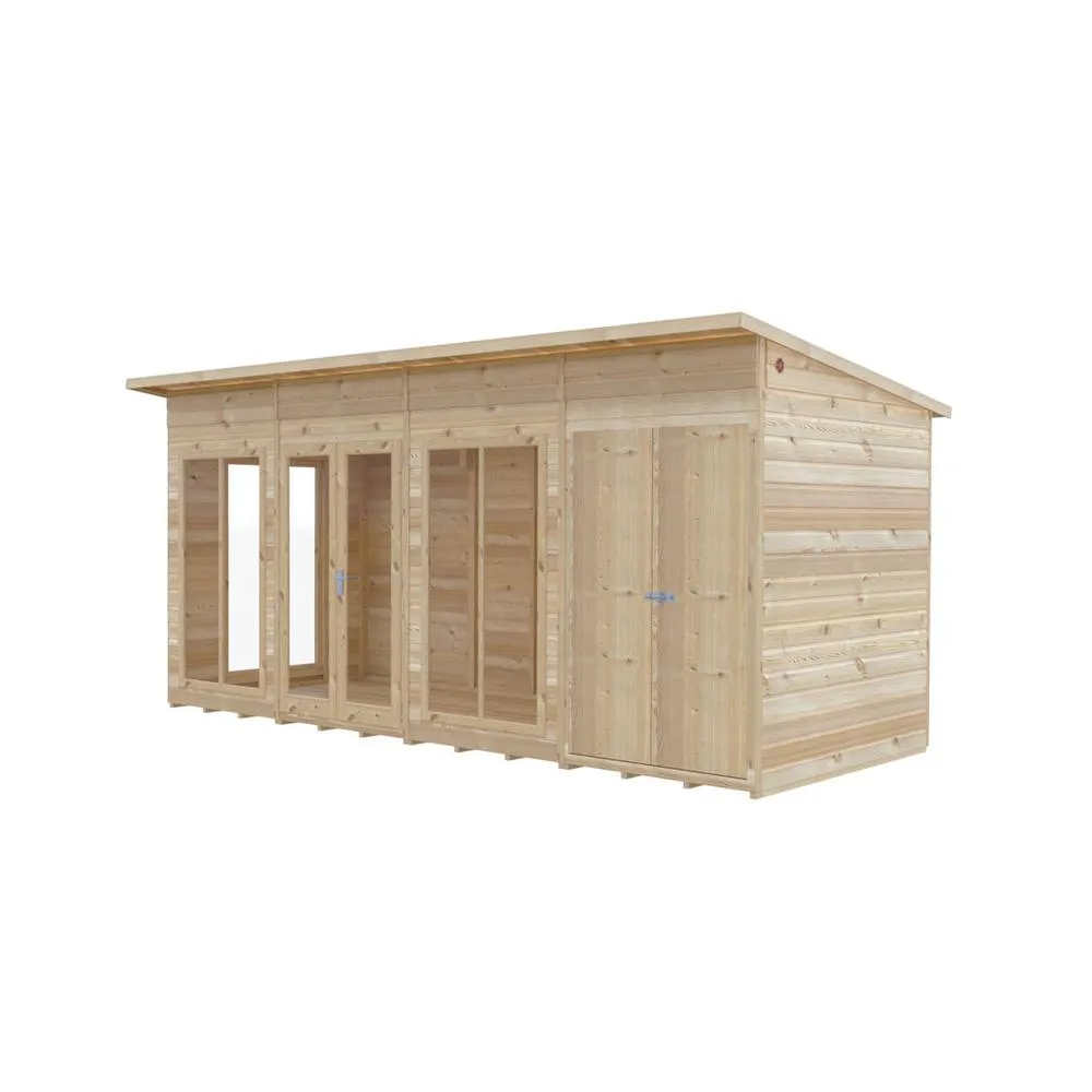 Shires Lela 16x6 Summerhouse including Storage - L185.8 x W476 x H228.4 cm in Light Brown 2